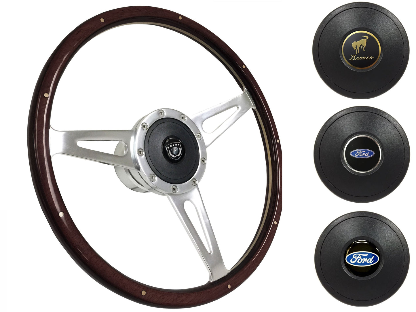 1966-72 Ford Bronco Steering Wheel Kit | Deluxe Espresso Wood | ST3053A