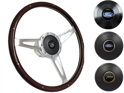 1963-64 Ford Falcon Steering Wheel Kit | Deluxe Espresso Wood | ST3053A