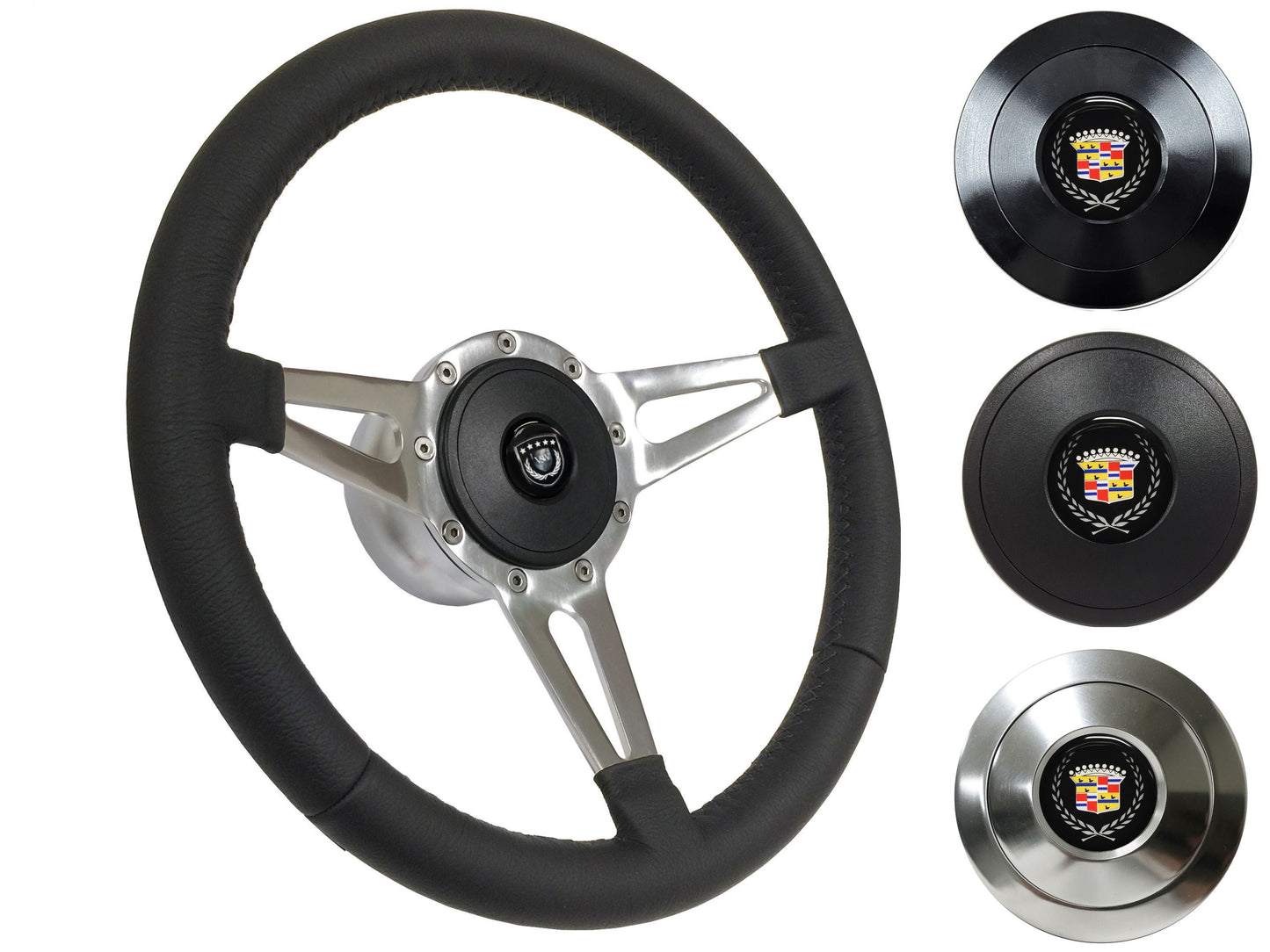 1969-89 Cadillac Telescopic Steering Wheel Kit | Black Leather | ST3059