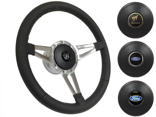 1966-72 Ford Bronco Steering Wheel Kit | Black Leather | ST3059