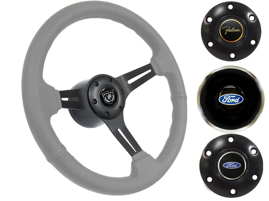 1963-64 Ford Falcon Steering Wheel Kit | Grey Leather | ST3060GRY
