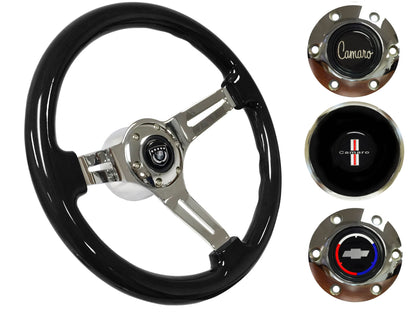 1967-68 Camaro Steering Wheel Kit | Black Ash Wood | ST3072