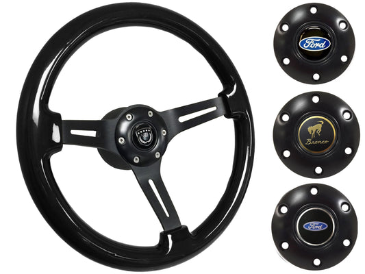 1978-91 Ford Bronco Steering Wheel Kit | Black Ash Wood | ST3073