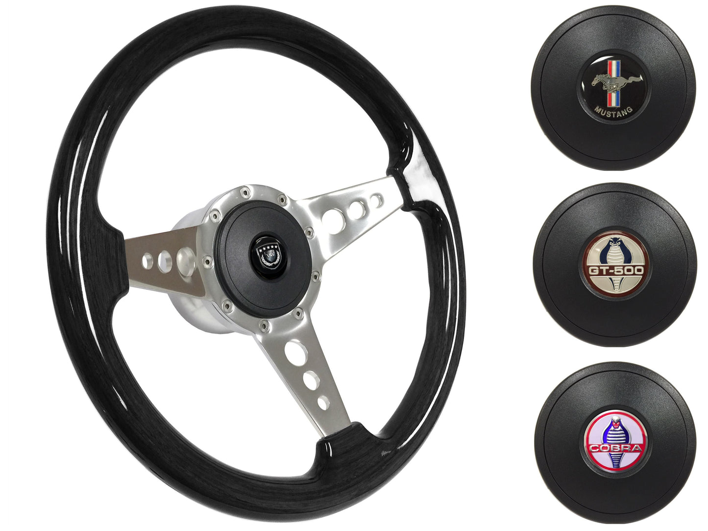 1965-67 Ford Mustang Steering Wheel Kit | Black Ash Wood