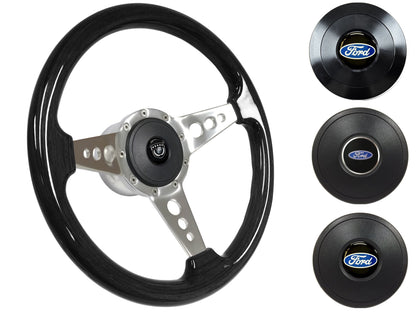 1967-69 Ford Galaxie Steering Wheel Kit | Black Ash Wood | ST3075