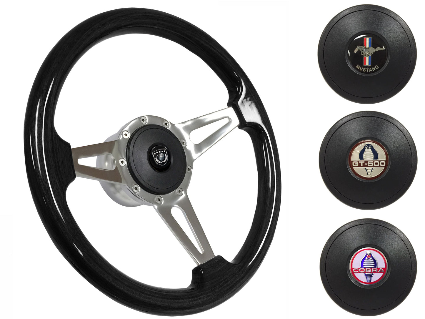 1965-67 Ford Mustang Steering Wheel Kit | Black Ash Wood