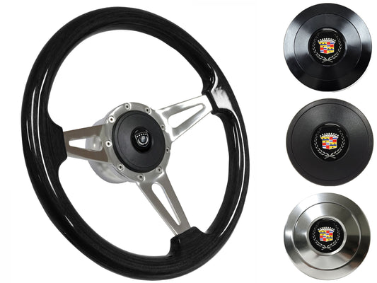 1969-89 Cadillac Telescopic Steering Wheel Kit | Black Ash Wood | ST3077