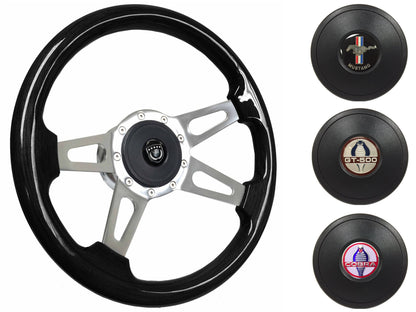 1968-78 Ford Mustang Steering Wheel Kit | Black Ash Wood