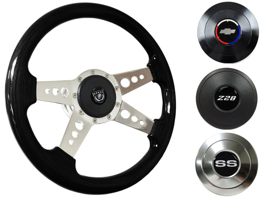 1967-68 Camaro Steering Wheel Kit | Black Ash Wood | ST3081