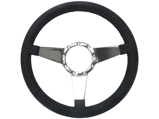 VSW S9 Premium Leather Steering Wheel | Black Leather, 3-Spoke | ST3087