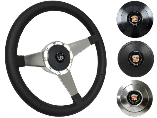 1969-89 Cadillac Telescopic Steering Wheel Kit | Black Leather | ST3087