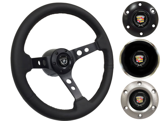 1969-89 Cadillac Telescopic Steering Wheel Kit | Black Leather | ST3094BLK