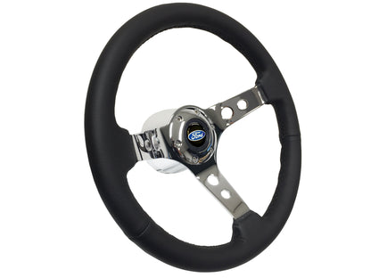 1965-67 Ford Mustang Steering Wheel Kit | Black Leather