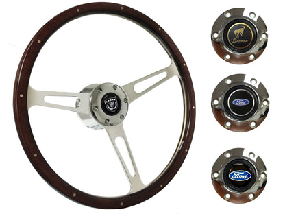 1966-72 Ford Bronco Steering Wheel Kit | Deluxe Espresso Wood | ST3553A