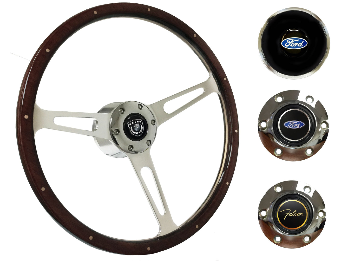1963-64 Ford Falcon Steering Wheel Kit | Deluxe Espresso Wood | ST3553A