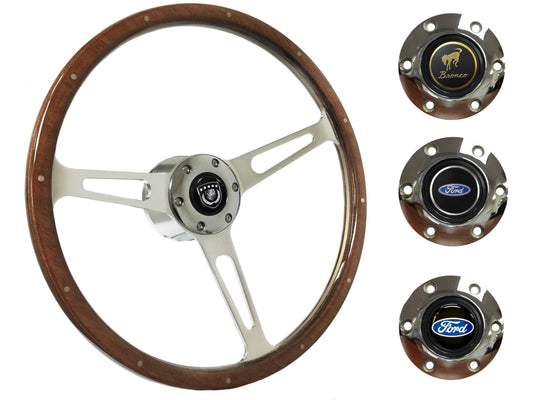 1966-72 Ford Bronco Steering Wheel Kit | Deluxe Walnut Wood | ST3553