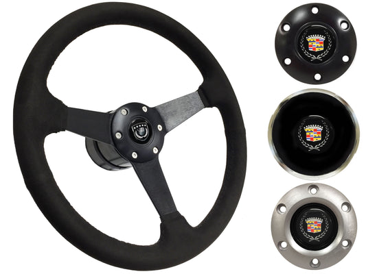 1969-89 Cadillac Telescopic Steering Wheel Kit | Black Ultralux Suede | ST3582BLK