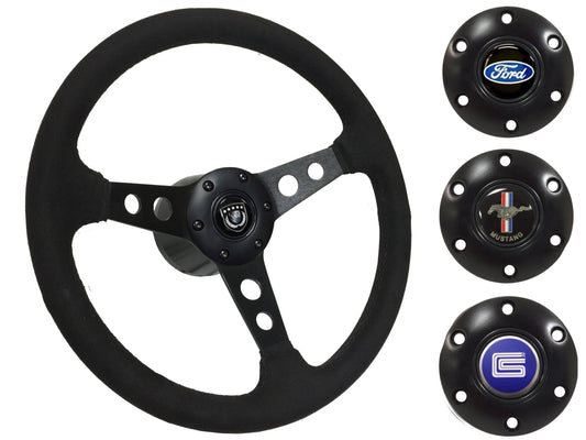 1968-78 Ford Mustang Steering Wheel Kit | Black Ultralux Suede