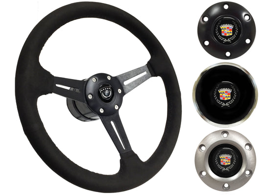 1969-89 Cadillac Telescopic Steering Wheel Kit | Black Ultralux Suede | ST3584BLK