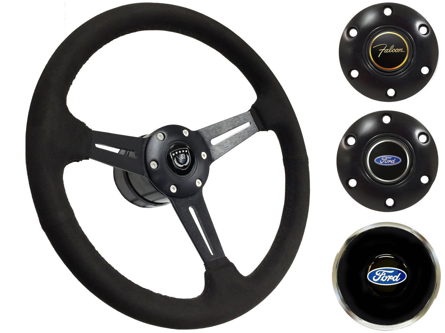 1963-64 Ford Falcon Steering Wheel Kit | Black Ultralux Suede | ST3584BLK