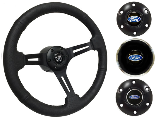 1965-68, 70-77 Ford Truck Steering Wheel Kit | Perforated Black Leather | ST3586BLK