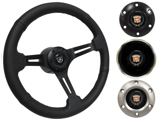 1969-89 Cadillac Telescopic Steering Wheel Kit | Perforated Black Leather | ST3586BLK