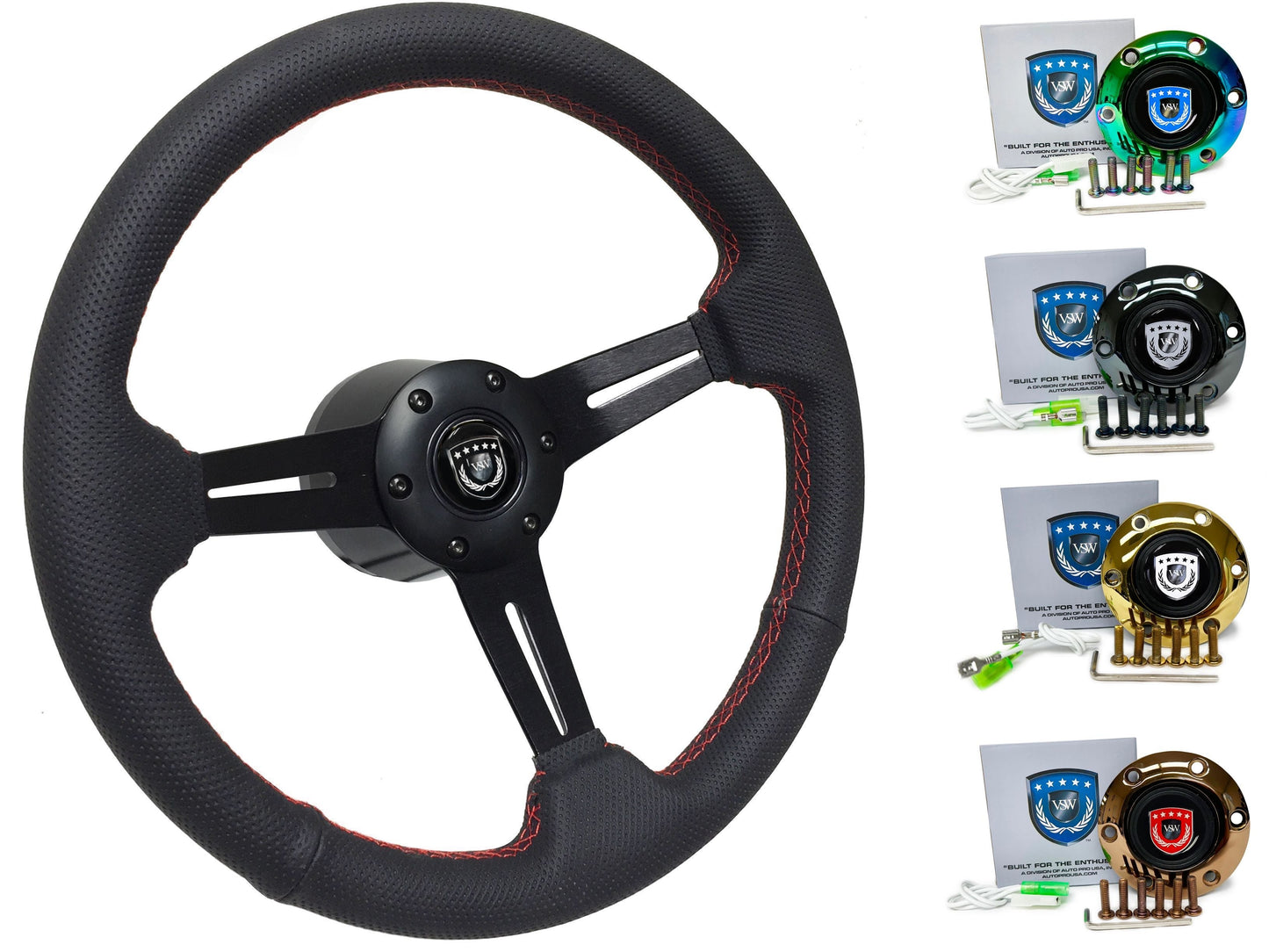 1999-04 Porsche 911 (996) Steering Wheel Kit | Perforated Black Leather | ST3586RED