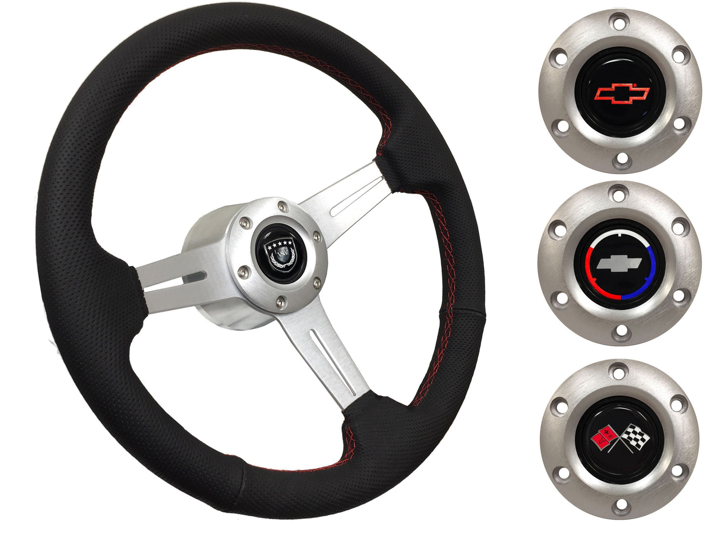 1967 Corvette Steering Wheel Kit | Perforated Leather | ST3587BLK-RED