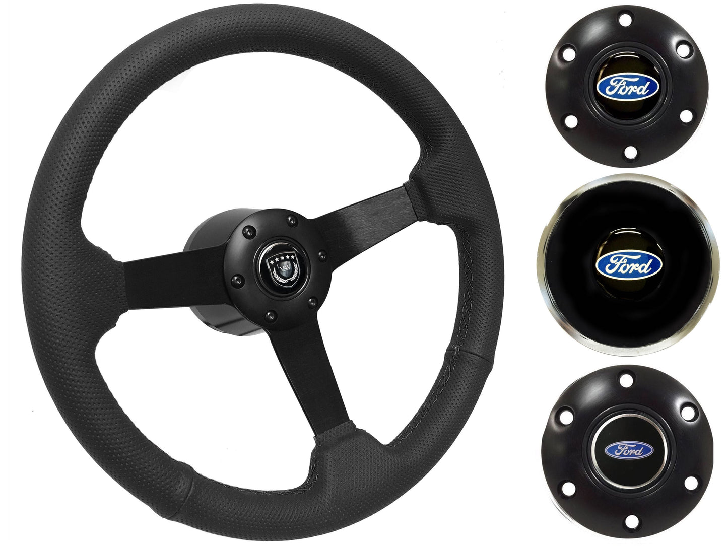 1968-78 Ford Fairlane Steering Wheel Kit | Perforated Black Leather | ST3602BLK