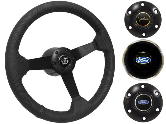 1963-64 Ford Falcon Steering Wheel Kit | Perforated Black Leather | ST3602BLK