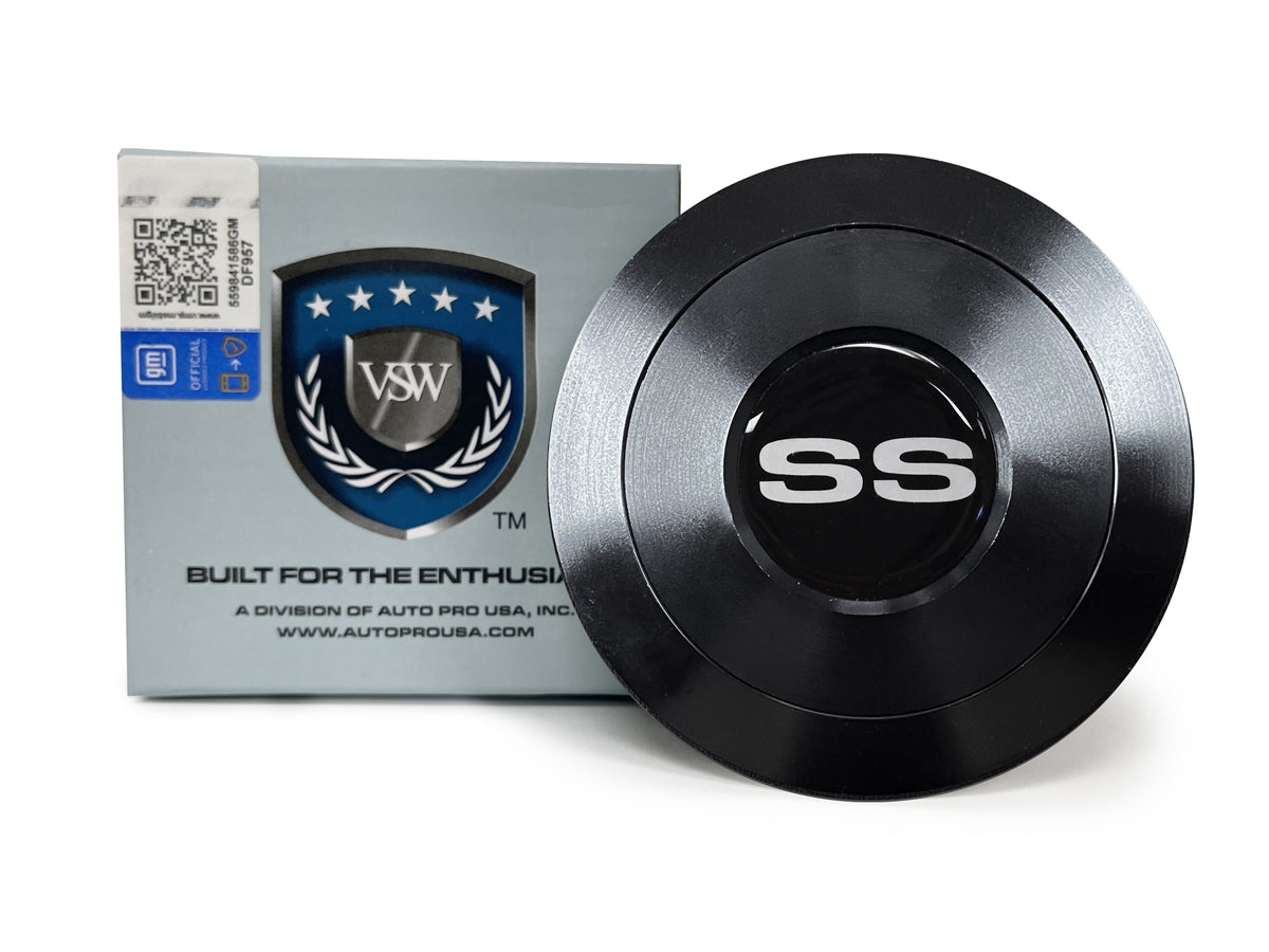 VSW S9 | Silver Chevy SS Emblem | Black Billet Horn Button | STE1007-21B
