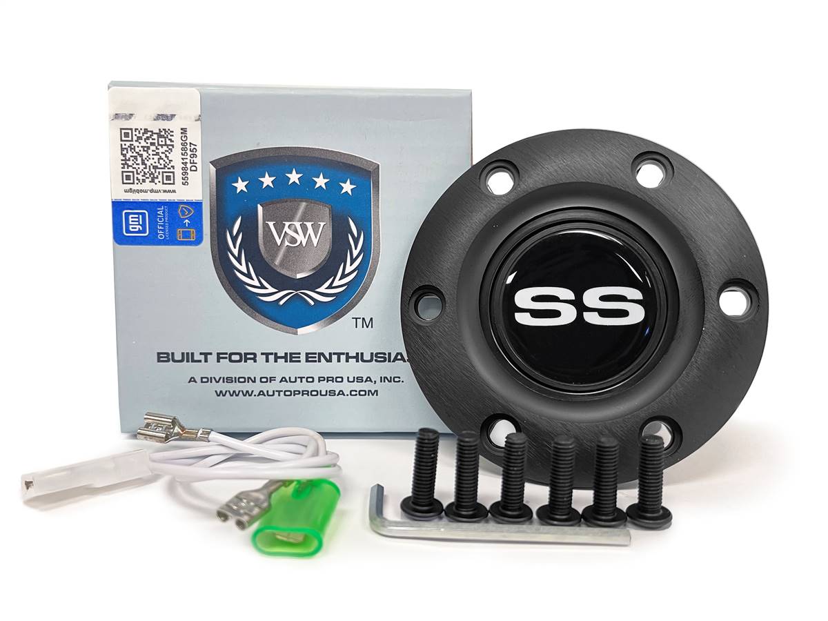 VSW S6 | Silver Chevy SS Emblem | Black Horn Button | STE1007BLK