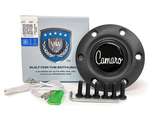 VSW S6 | Camaro Script Emblem | Black Horn Button | STE1009BLK
