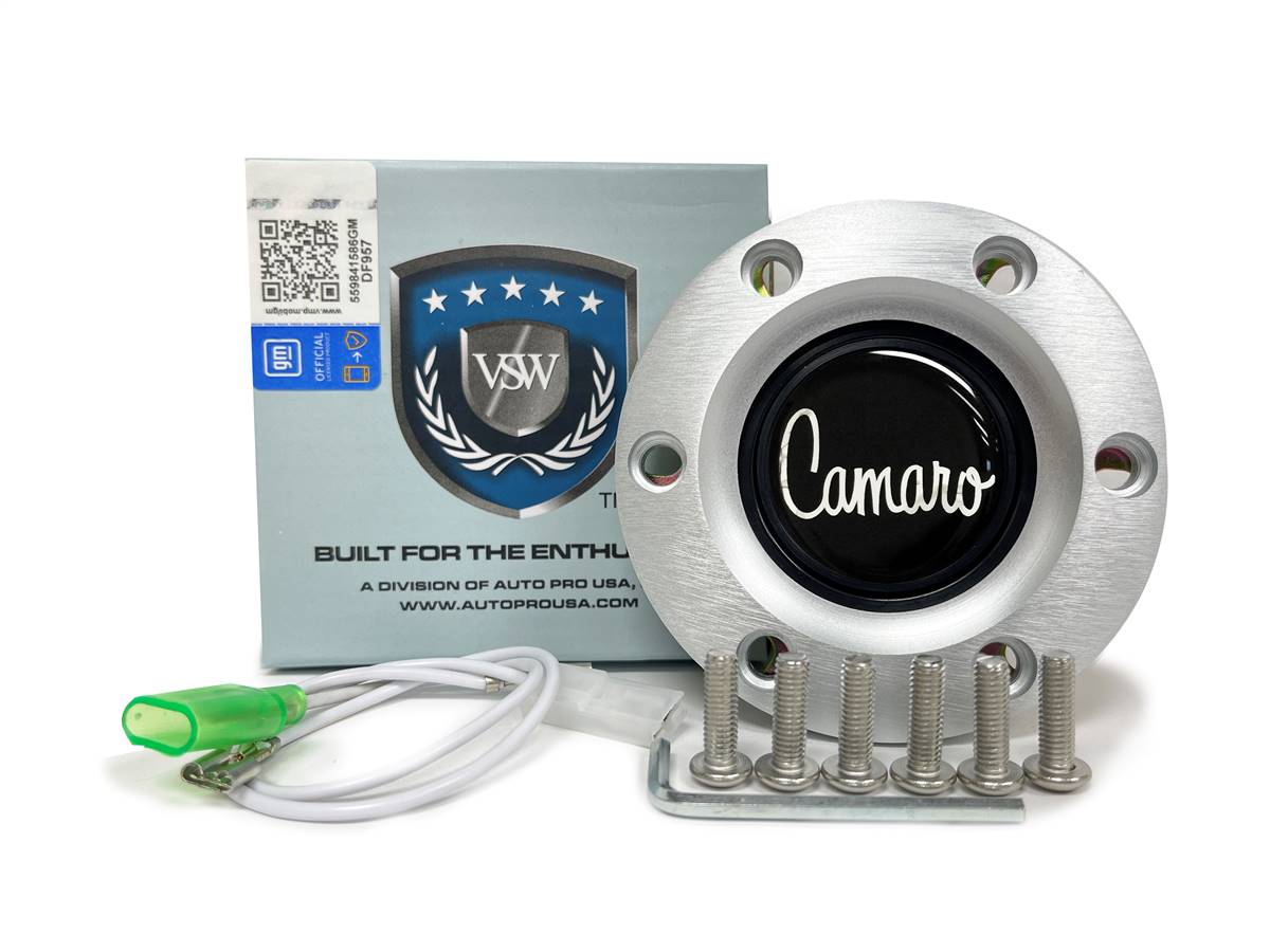 VSW S6 | Camaro Script Emblem | Brushed Horn Button | STE1009BRU
