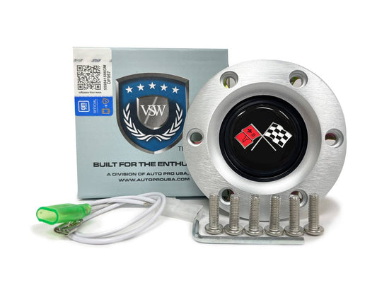 VSW S6 | Cross Flags Emblem | Brushed Horn Button | STE1013BRU