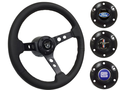 1965-67 Ford Mustang Steering Wheel Kit | Black Leather