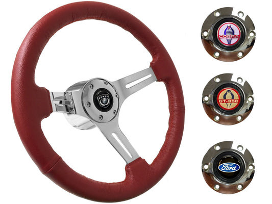 1965-67 Ford Mustang Steering Wheel Kit | Red Leather